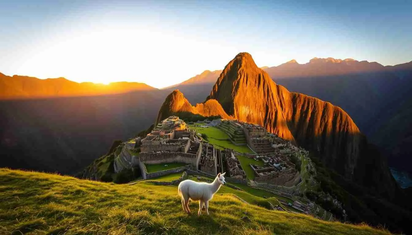Travelers at Machu Picchu viewpoint on a cloudy morning, planning tickets and circuits.