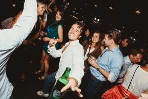 Nightlife scene with vibrant bars and clubs in Santiago de Chile.